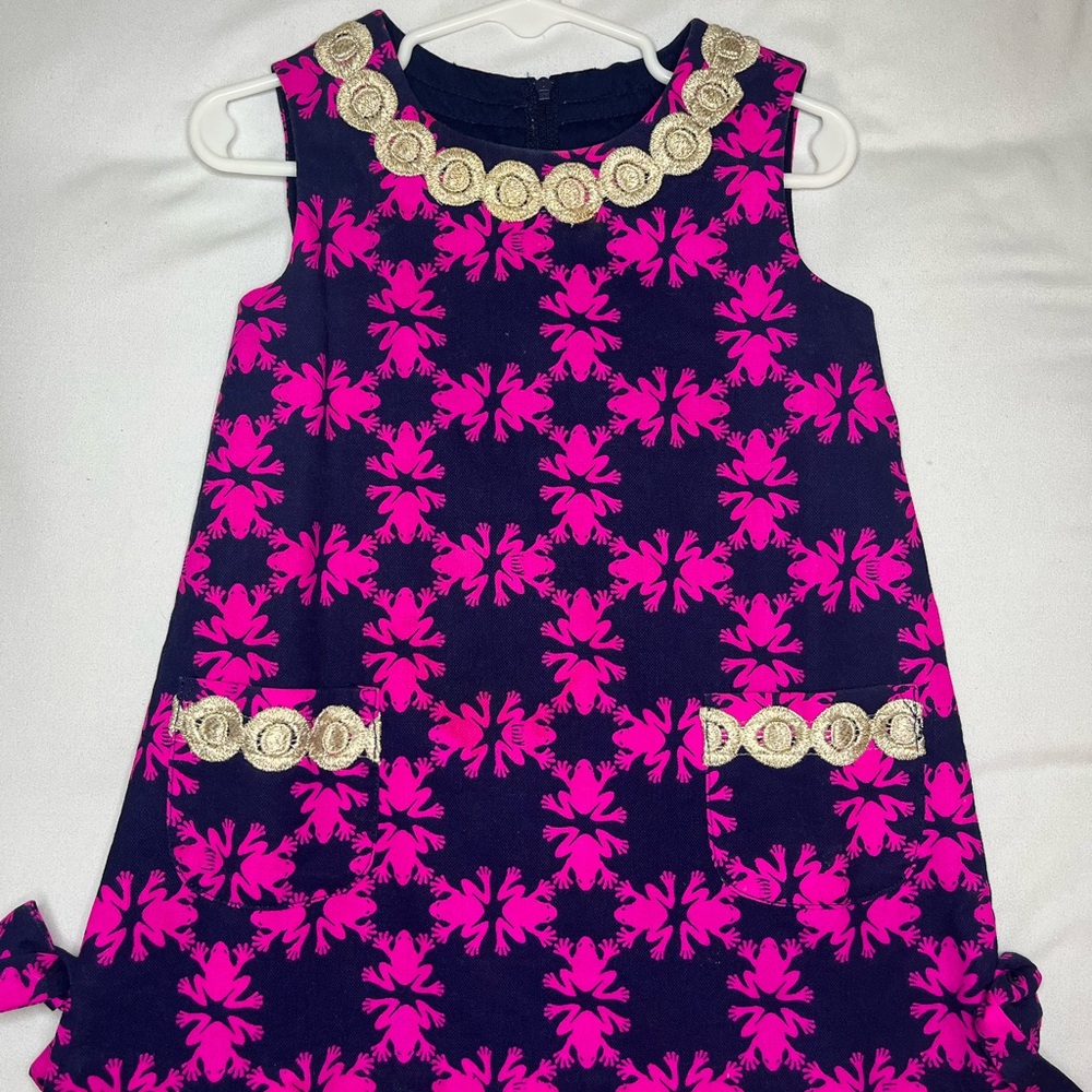 Lilly Pulitzer Kids Dress navy & pink  and Gold Accents